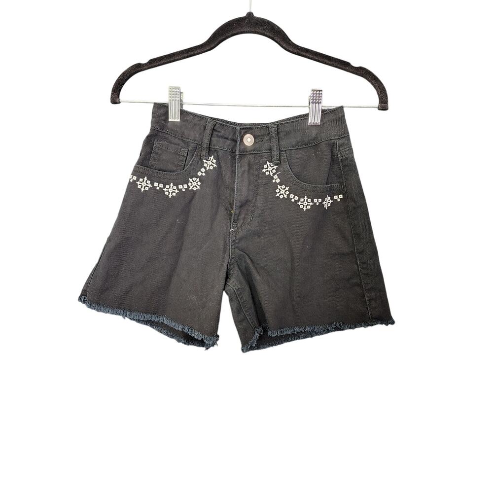 Wonder Nation Flared Denim Black Shorts Girls 8